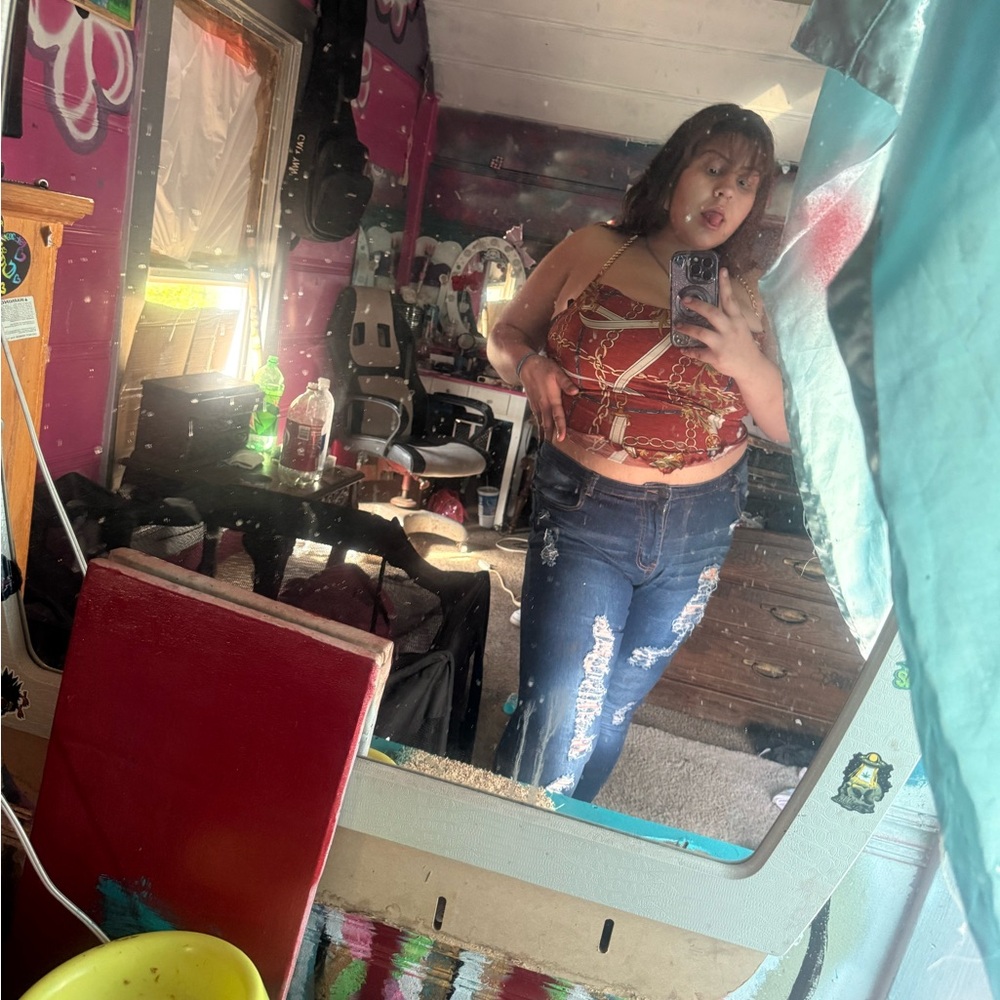 COPY - Fashion Nova Red and Gold Crop Top